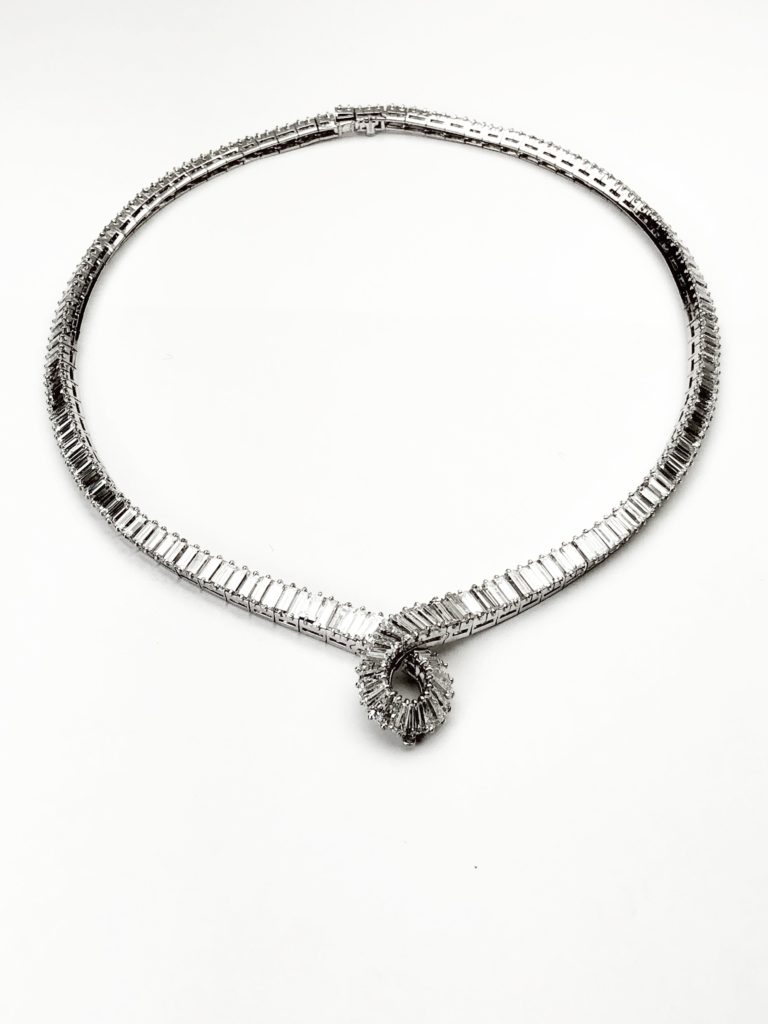 Diamond baguette necklace
